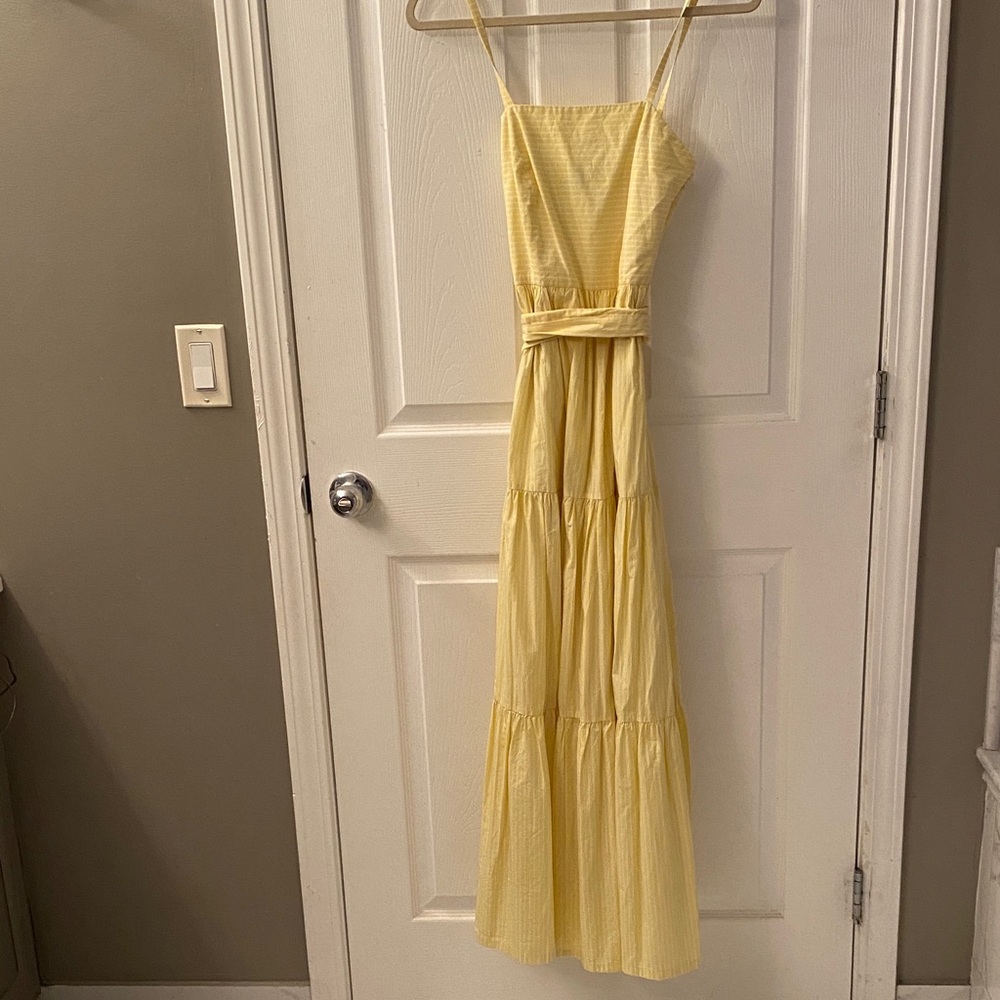 J. Crew Pale Yellow Tiered Maxi Dress with Smocked Waist